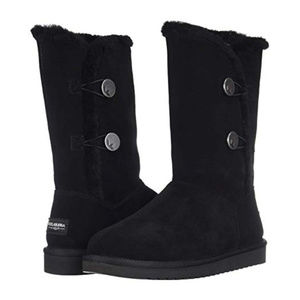 UGG KOOLABURRA‎ SUEDE BUTTON TALL BOOTS BLACK